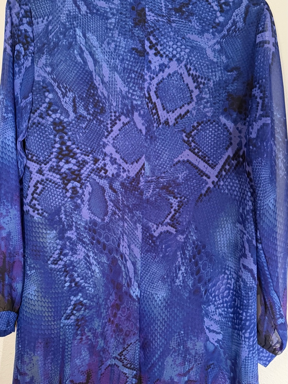 Atina Cristina Blue Purple Snake Print V Neck Tunic Dress - Picture 9 of 14